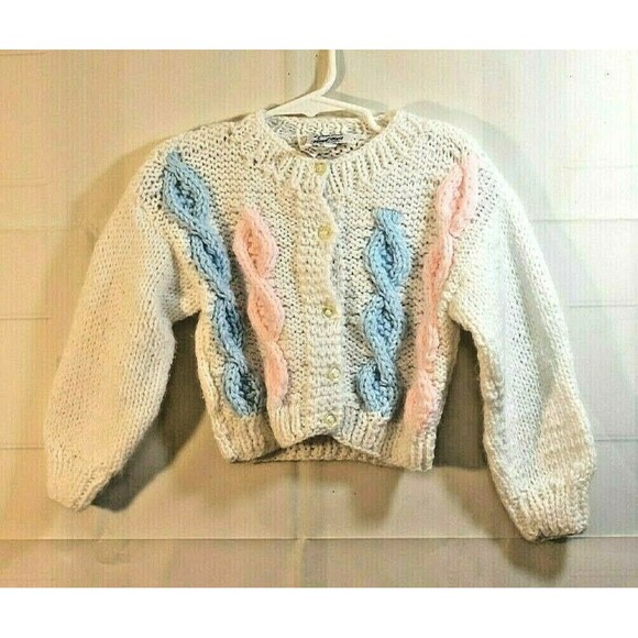 Grazia Hand Knit Chunky Cardigan Toddler Kids Made In Italy Sweater Size 2 - Picture 1 of 4
